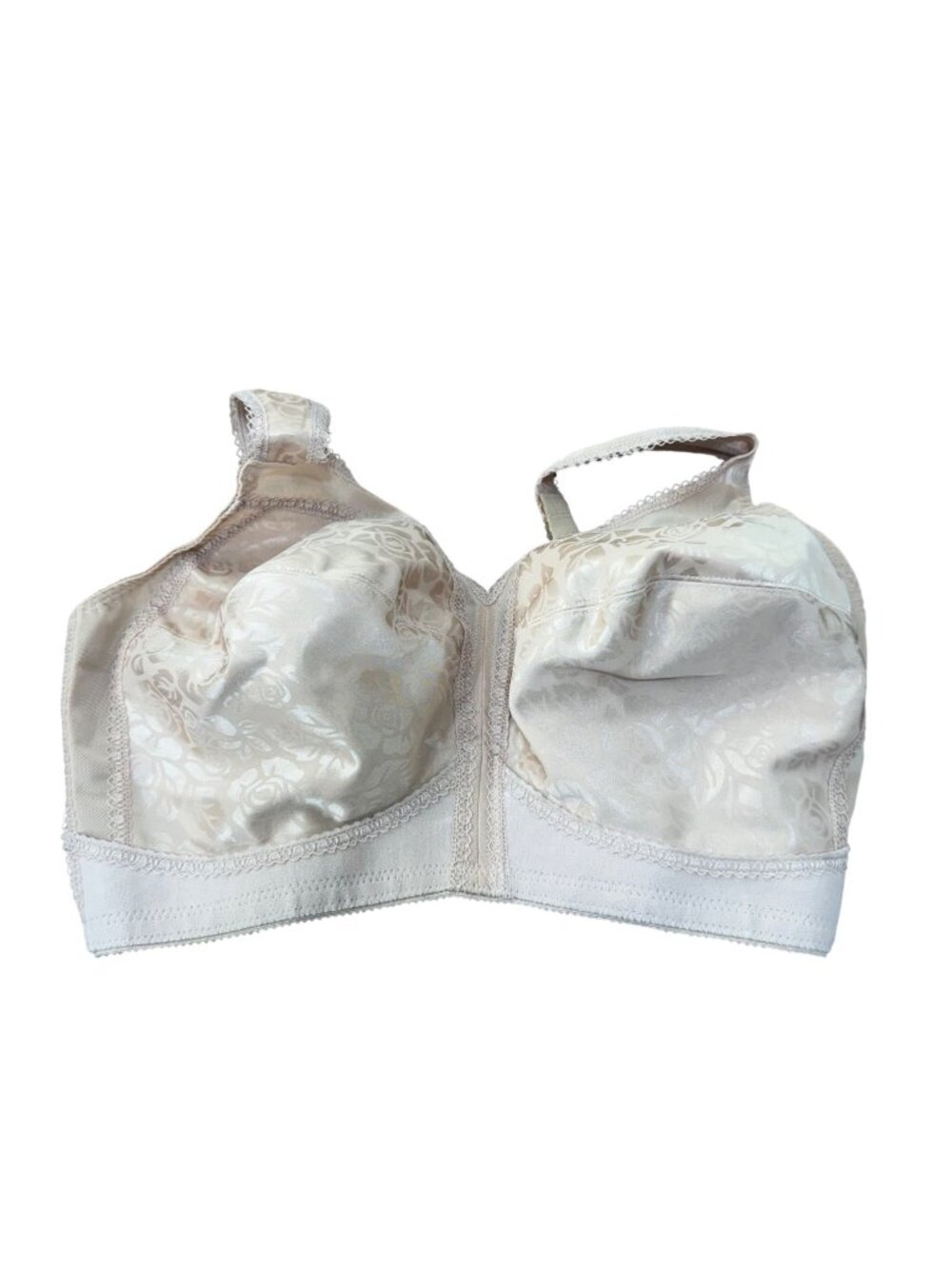 Playtex 18 Hour Beige Floral Jacquard Wire-Free Bra Womens 38DDD Full Coverage